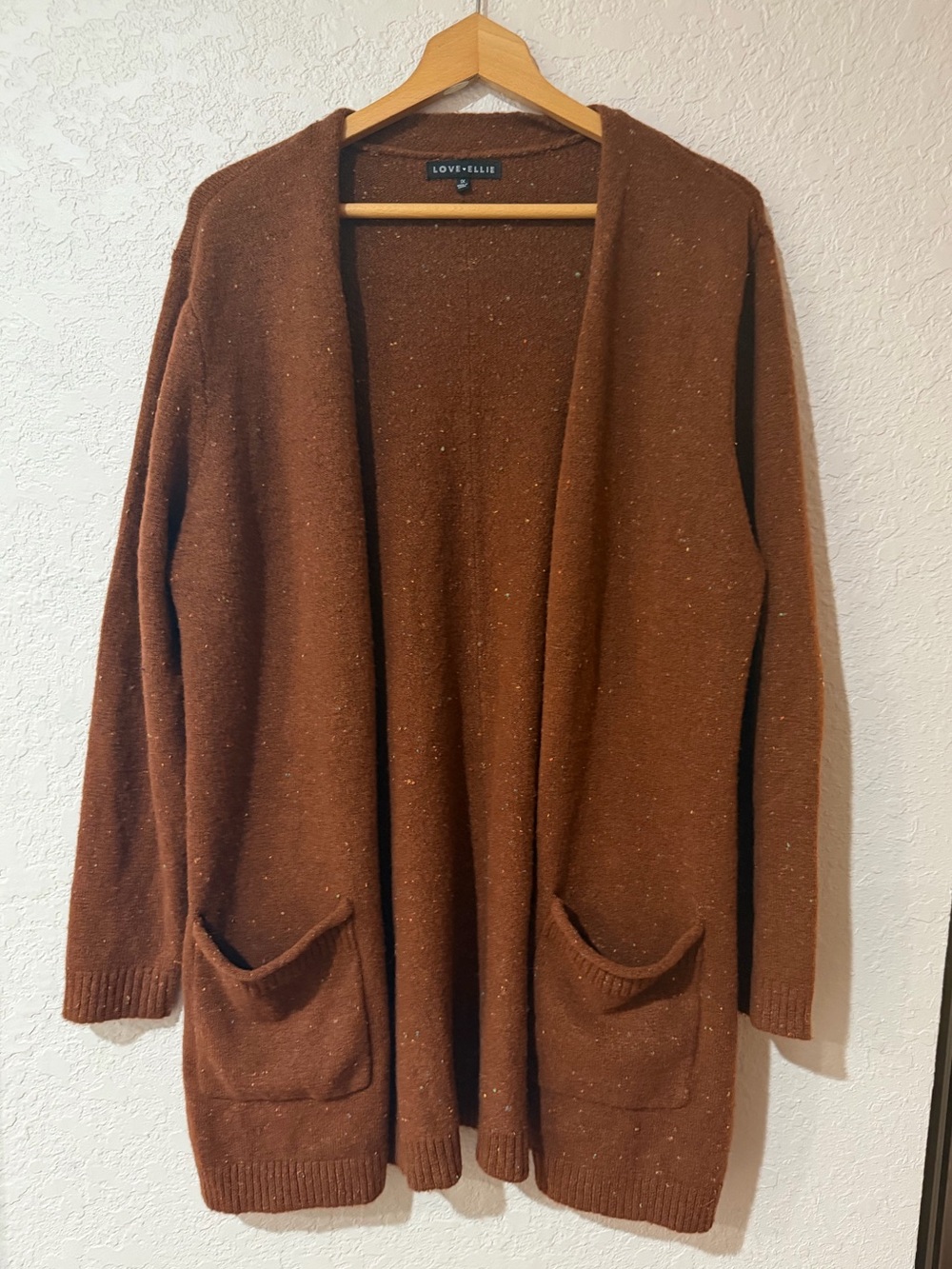 Love Ellie Chestnut Open-Front Pocket Cardigan for Women